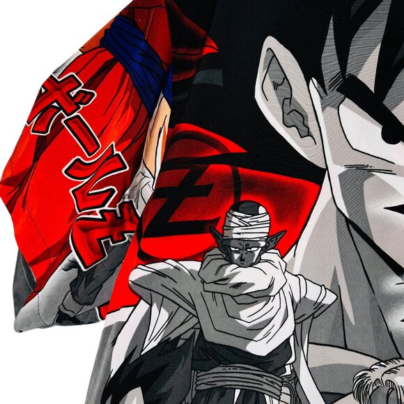 Vtg Dragon Ball Z Anime GOKU Graphic Shirt Y2K All Over Print Button Up Mens Lg - Picture 6 of 14